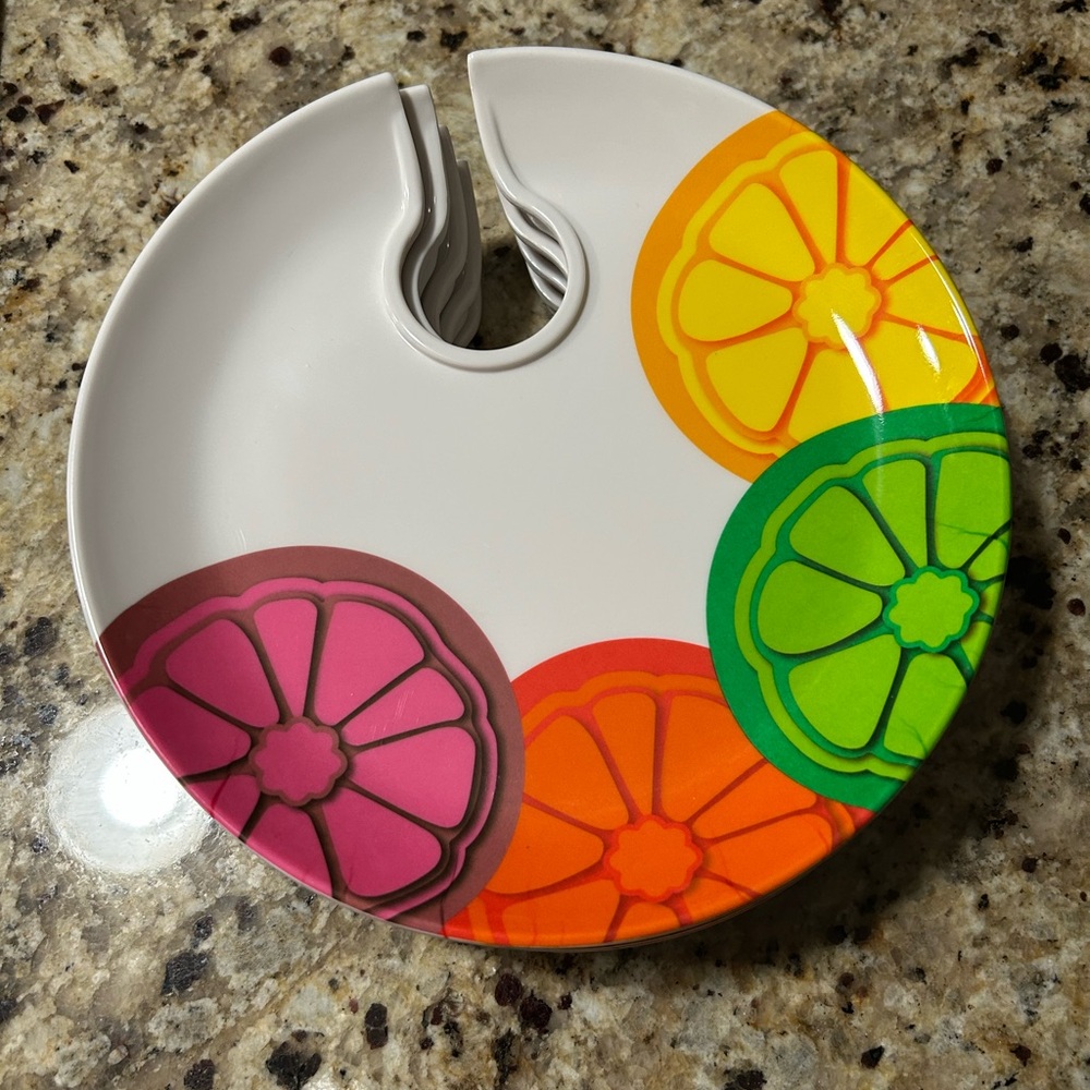 Colorful Citrus Palette Melamine 8”Plates - Picture 2 of 7